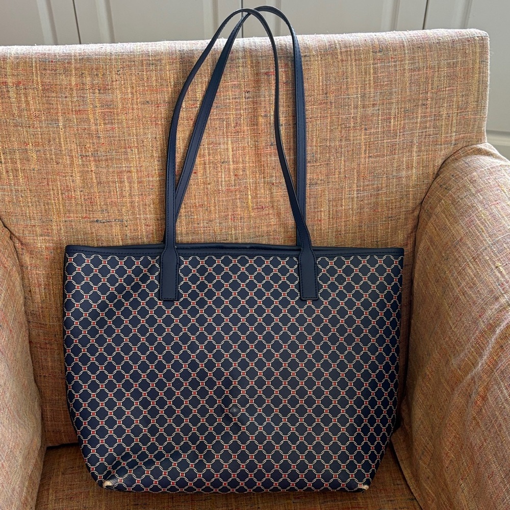 Talbots Saffiano Navy Tote Bag